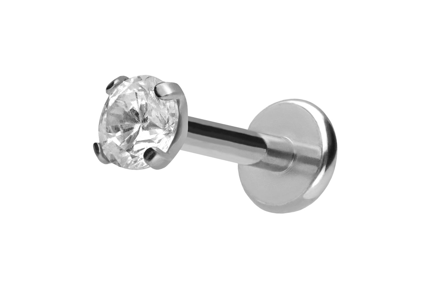 Titan Labret Piercing mit Push Fit EINGEFASSTER KRISTALL